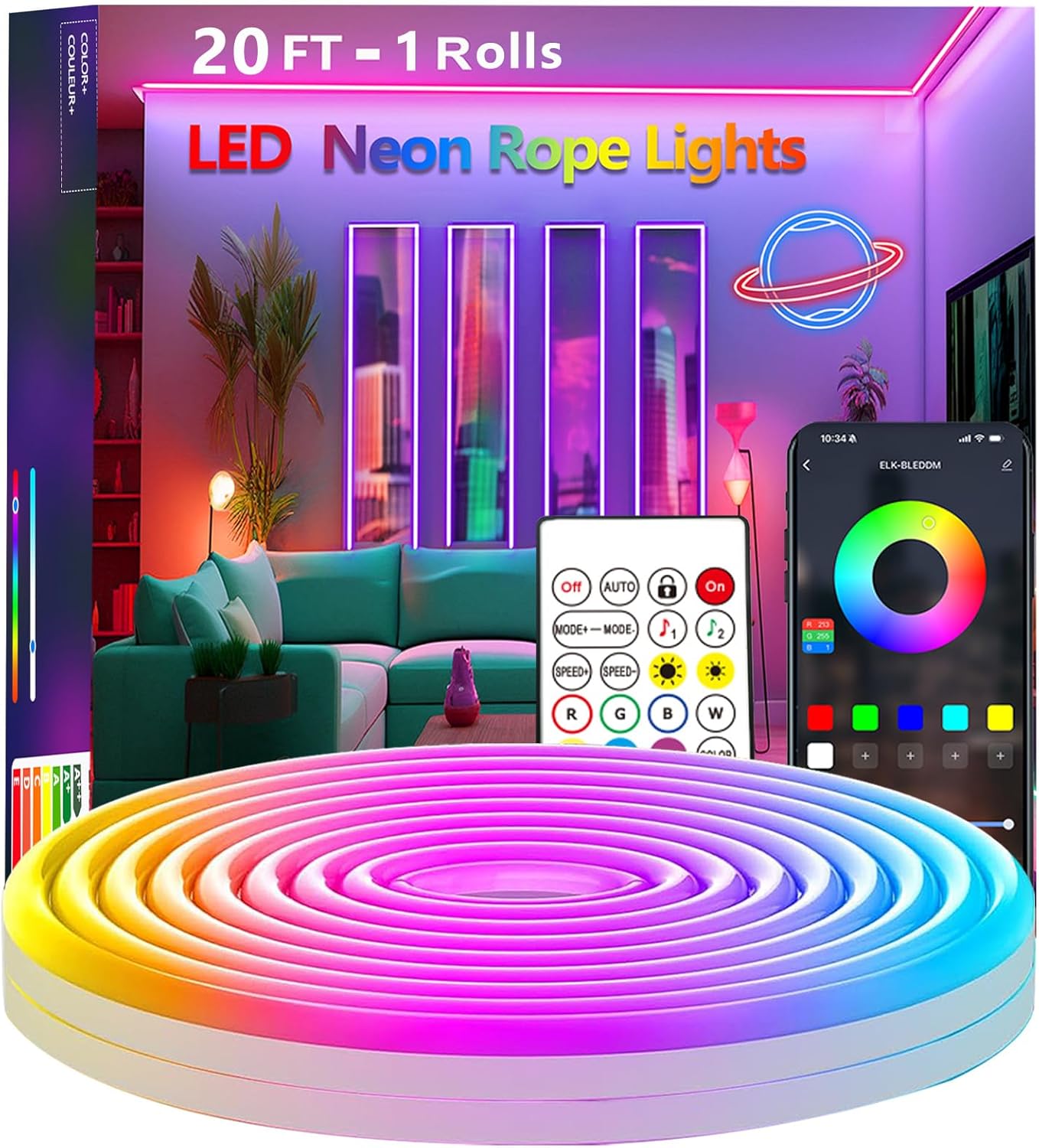 Outdoor Power Strip Weatherproof - Neon Halat Işıkları, Uygulama/Uzaktan Kumanda ile